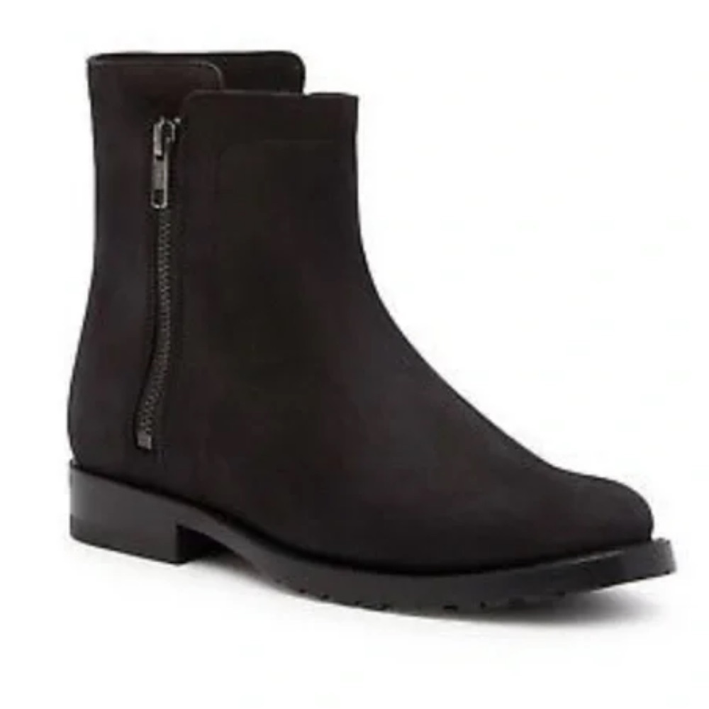 Frye Women’s Natalie double zip black suede leather 8.5 round toe boots